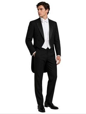 Vintage Yves Saint Laurent Formalwear Black Virgin Wool Tailcoat Tuxedo Jacket 4